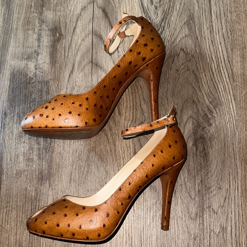 Rebecca Minkoff Tan Peep-Toe Heels - Picture 3 of 6